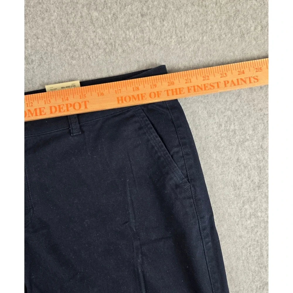 Arizona Jean Co Womens Bermuda Shorts Size 19 Navy Blue Khaki Twill Flat Front